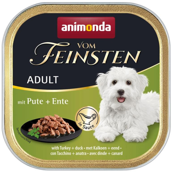 Schale Hunde-Nassfutter Animonda vom Feinsten Adult mit Pute & Ente 150 Gramm