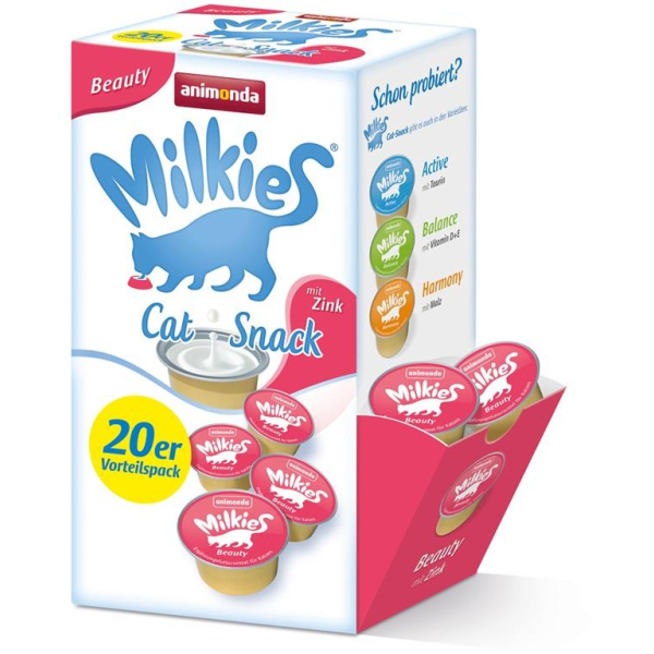 Schale Katzen-Snack Animonda Milkies Beauty mit Zink 20x15 Gramm