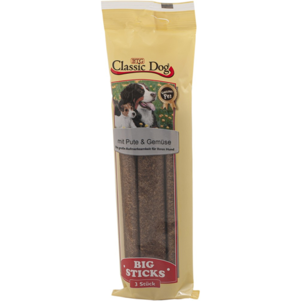 Beutel Hunde-Snack Classic Dog Big Sticks Pute & Gemüse 3er Pack