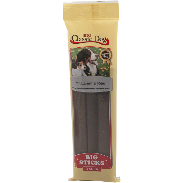 Beutel Hunde-Snack Classic Dog Big Sticks Lamm & Reis 3er Pack