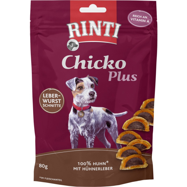 Dose Hunde-Snack Rinti Chicko Plus Leberwurstschnitte 80 Gramm