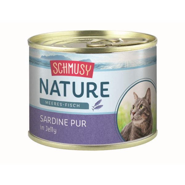 Sack Katzen-Nassfutter Schmusy Nature Meeres-Fisch Sardine pur 185 Gramm