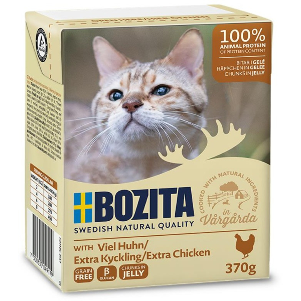 Tetra Pak Katzen-Nassfutter Bozita Tetra Recard Häppchen in Gelee mit viel Huhn 370 Gramm