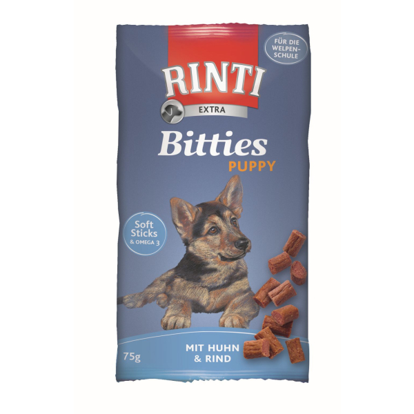 Dose Hunde-Snack Rinti Extra Bitties Puppy Huhn & Rind 75 Gramm