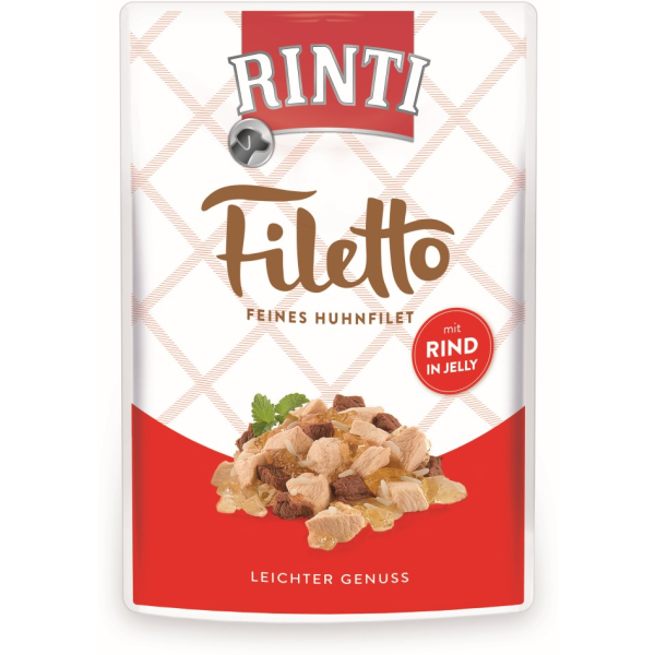 Pouch-Beutel Hunde-Nassfutter Rinti Filetto Jelly Huhn & Rind 100 Gramm