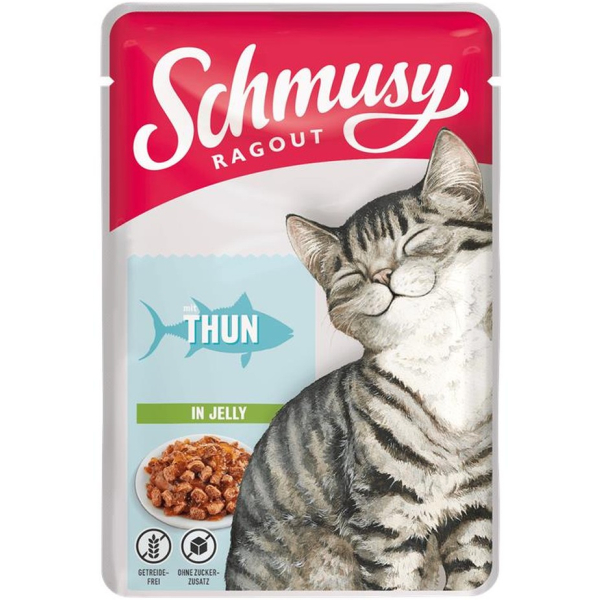 Beutel Katzen-Nassfutter Schmusy Ragout mit Thunfisch in Jelly 100 Gramm