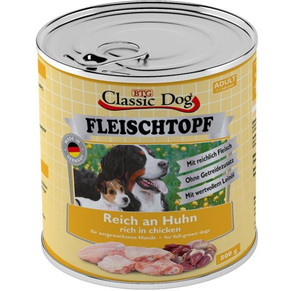 Dose Hunde-Nassfutter Classic Dog Fleischtopf Huhn 800 Gramm