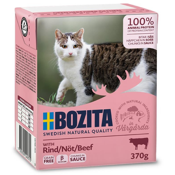 Tetra Pak Katzen-Nassfutter Bozita Tetra Recard Häppchen in Soße Rind 370 Gramm