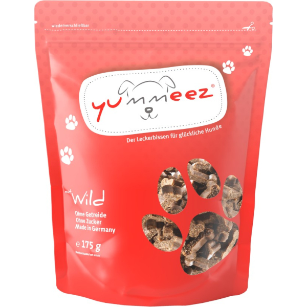 Folien-Beutel Hunde-Snack Yummeez Snack getreidefrei Wild 175 Gramm