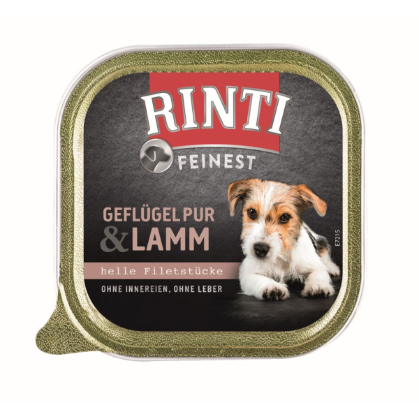 Schale Hunde-Nassfutter Rinti Feinest Geflügel & Lamm 150 Gramm