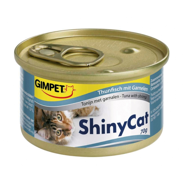 Dose Katzen-Nassfutter GimCat ShinyCat Thunfisch & Garnelen 70 Gramm