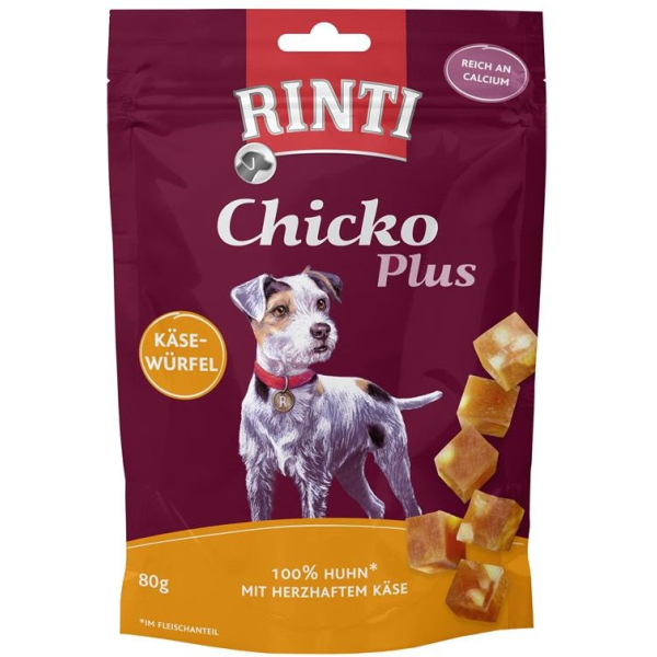 Beutel Hunde-Snack Rinti Extra Chicko Plus Käsewürfel 80 Gramm