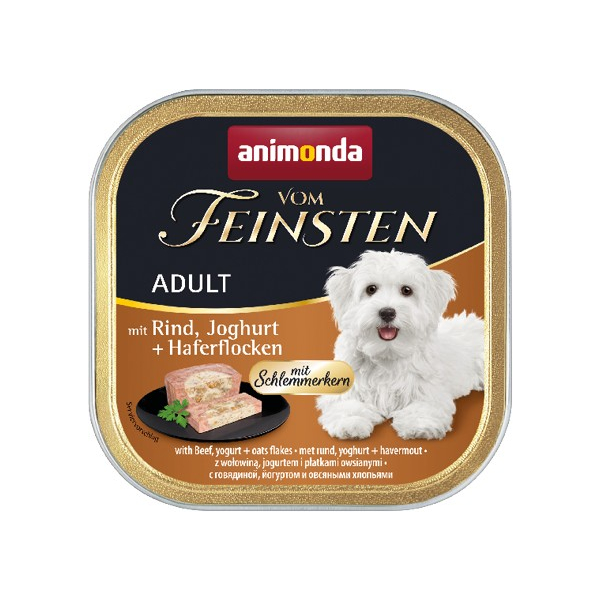 Schale Hunde-Nassfutter Animonda Vom Feinsten Schlemmerkern mit Rind, Joghurt & Haferflocken 150 Gramm